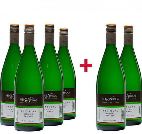 4+2 Paket Erbacher Michelmark Riesling trocken 1L ** - Weingut Heinz Nikolai
