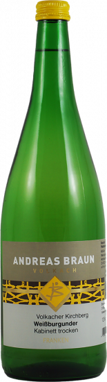 2024 Volkacher Kirchberg Weißburgunder Kabinett trocken 1,0 L - Weingut Andreas Braun