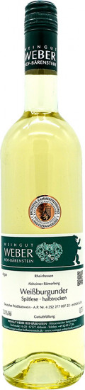 2021 Alsheimer Rheinblick Weißburgunder Spätlese halbtrocken - Weingut Weber Hof-Bärenstein