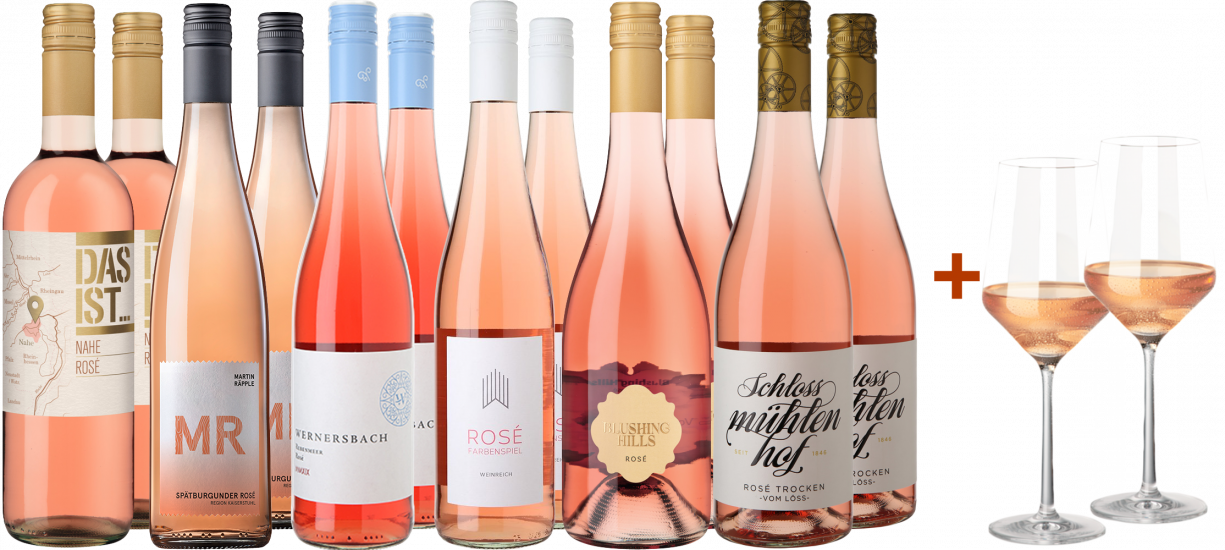Großes Rosé-Paket mit gratis Gläsern - WirWinzer Select