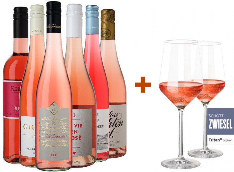 Rosé Entdecker-Paket inkl. 2 Zwiesel Pure Gläser