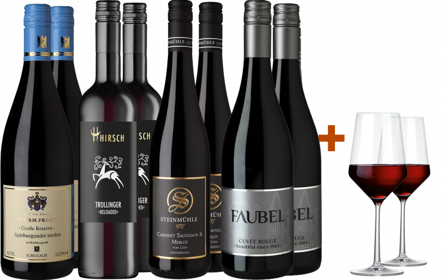 Premium-Rotweinpaket mit gratis Gläsern