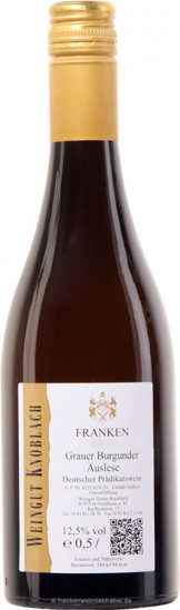 2023 Grauer Burgunder Auslese süß 0,5 L - Weingut Knoblach