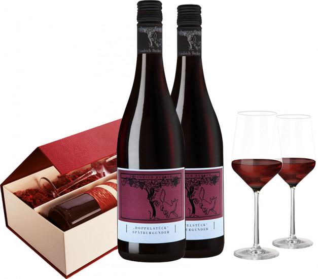 Doppelstück Spätburgunder-Geschenkpaket inkl. Zwiesel Gläser