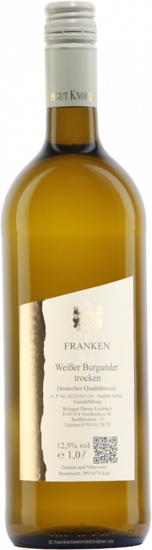 2025 Weißer Burgunder trocken 1,0 L - Weingut Knoblach