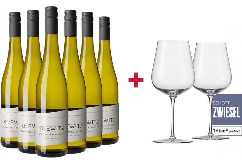 Rheinblick Sauvignon Blanc trocken Paket + 2er Set Schott Zwiesel AIR Weißweingläser