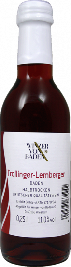 Trollinger & Lemberger Weinmini halbtrocken 0,25 L - Winzer von Baden