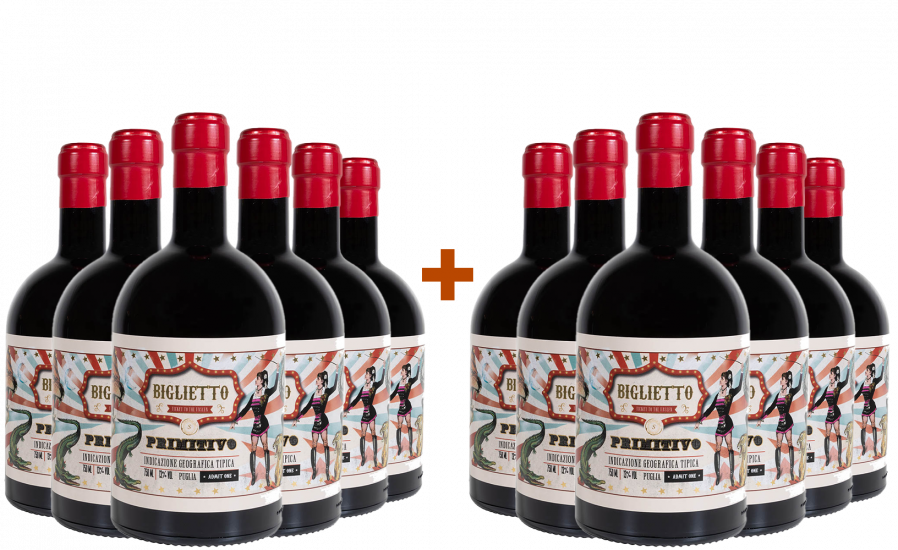 6+6 Paket Biglietto Primitivo Puglia IGP - StraItalian Winemakers