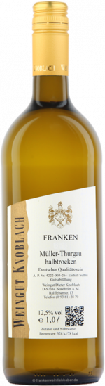 2025 Müller-Thurgau halbtrocken 1,0 L - Weingut Knoblach