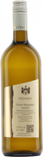 2025 Grauer Burgunder trocken 1,0 L - Weingut Knoblach