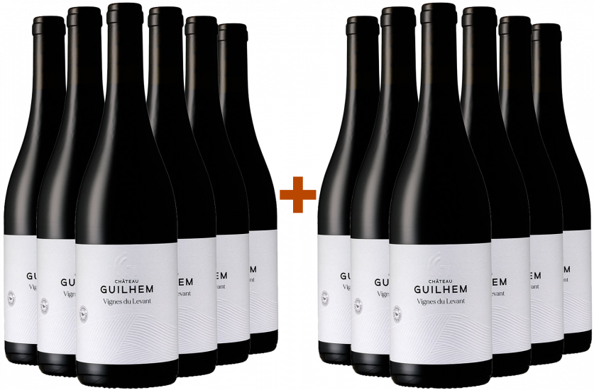 6+6 Paket Cuvée Vignes du Levant Rouge Malepère AOP Bio - Château Guilhem