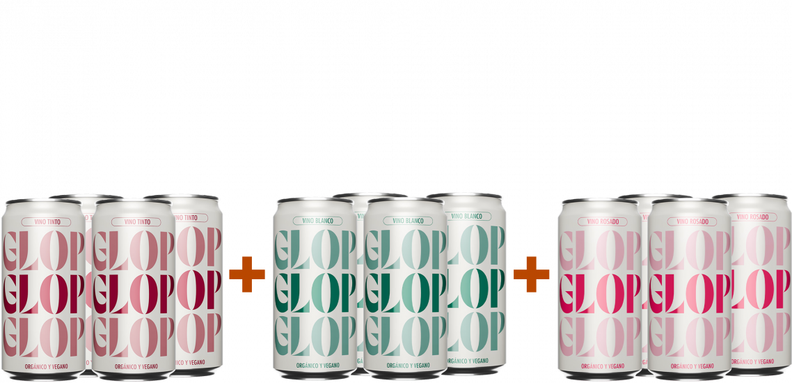 Aktionpaket 4 Glop Wine Red + 4 Glop Wine White  + 4 Glop Wine Rosé Cataluña DO Bio - Glop Wines