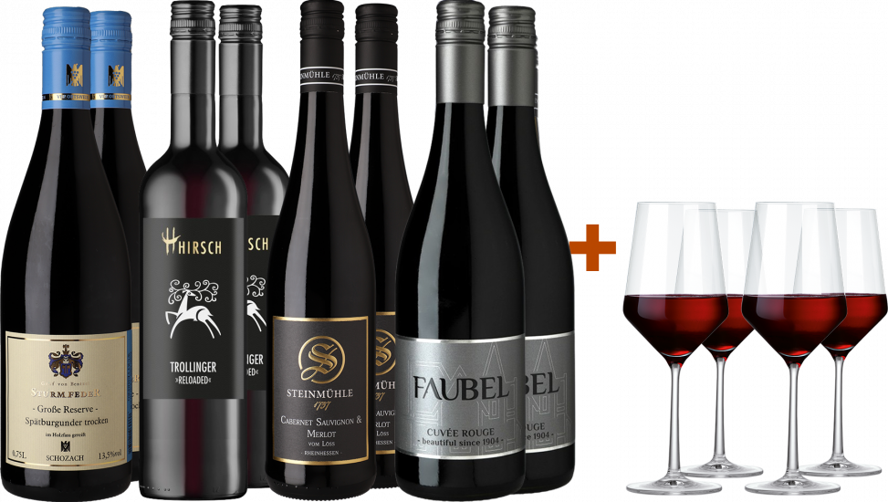 Premium-Rotweinpaket mit gratis Gläsern
