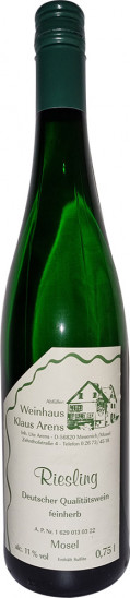 2021 Riesling- Qualitätswein feinherb - Weinhaus Klaus Arens, Inh. Ute Arens