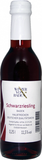 Schwarzriesling Weinmini halbtrocken 0,25 L - Winzer von Baden
