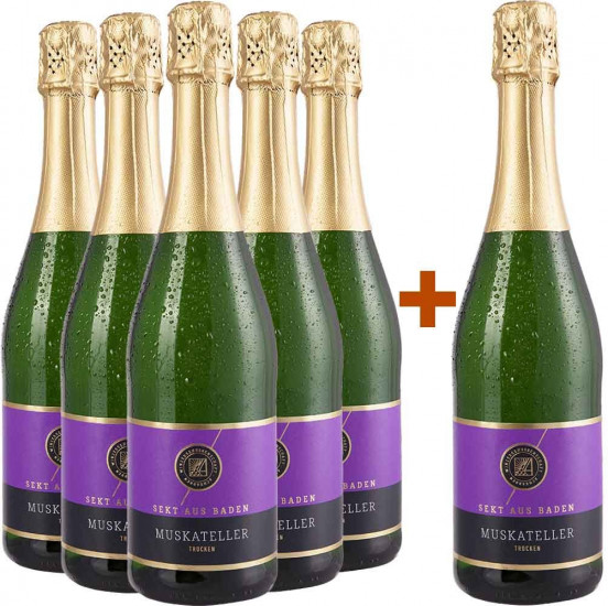 5+1 Paket Achkarrer Muskateller Sekt b.A. trocken  - Winzergenossenschaft Achkarren