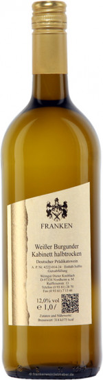 2023 Weißer Burgunder halbtrocken 1,0 L - Weingut Knoblach