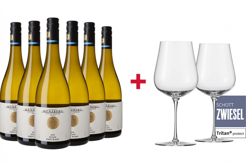 Estate Pinot Blanc Paket + 2er Set Schott Zwiesel AIR Weißweingläser