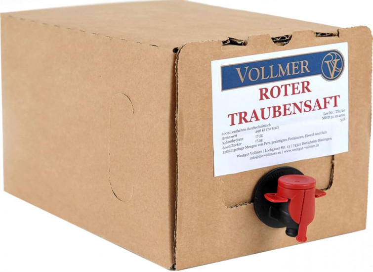 Roter Traubensaft 3L Bag-in-Box Weinschlauch 3,0 L - Weingut Roland Vollmer