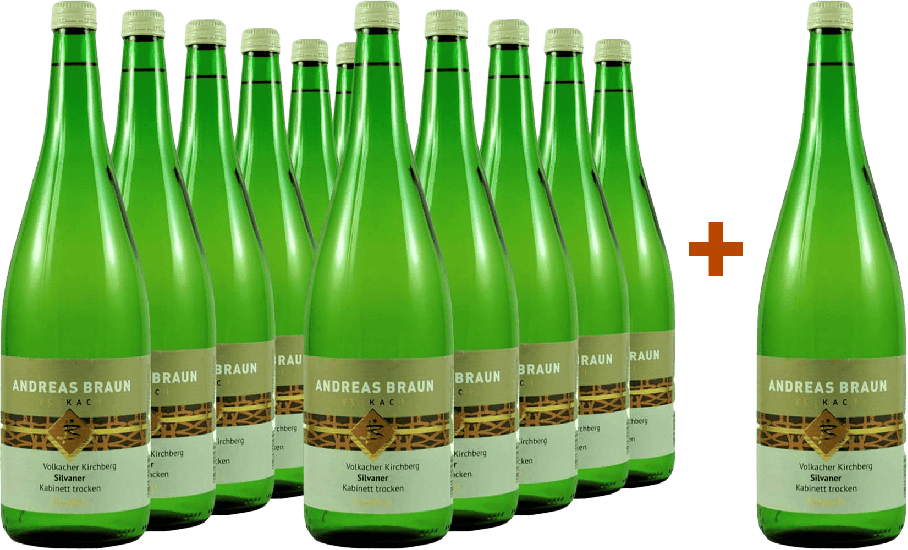 11+1 Paket Silvaner Kabinett trocken 1,0 L - Weingut Andreas Braun