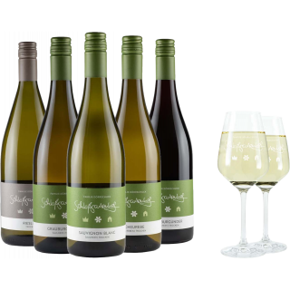 Probier-Paket trocken "Gemeinsam trocken trinken" + 2er Set Schott Zwiesel Gläser - Weingut Schloßgartenhof