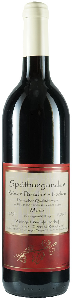 Weinfelderhof 2016 Spätburgunder Rotwein trocken