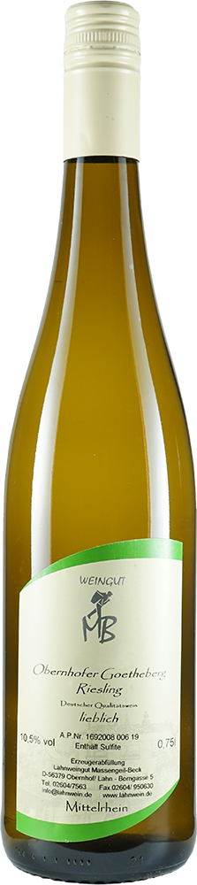 LAHN Weingut Massengeil-Beck 2018 Obernhofer Goetheberg Riesling lieblich