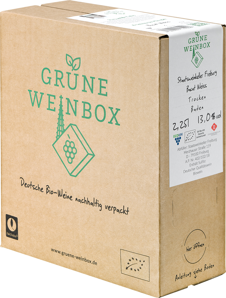 Staatsweingut Freiburg 2021 Bacat Weiß GRÜNE WEINBOX trocken 2,25 L