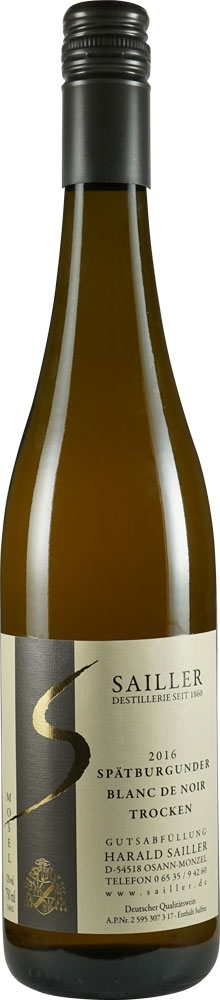Weingut-Destillerie Harald Sailler 2016 Spätburgunder Blanc de Noir trocken
