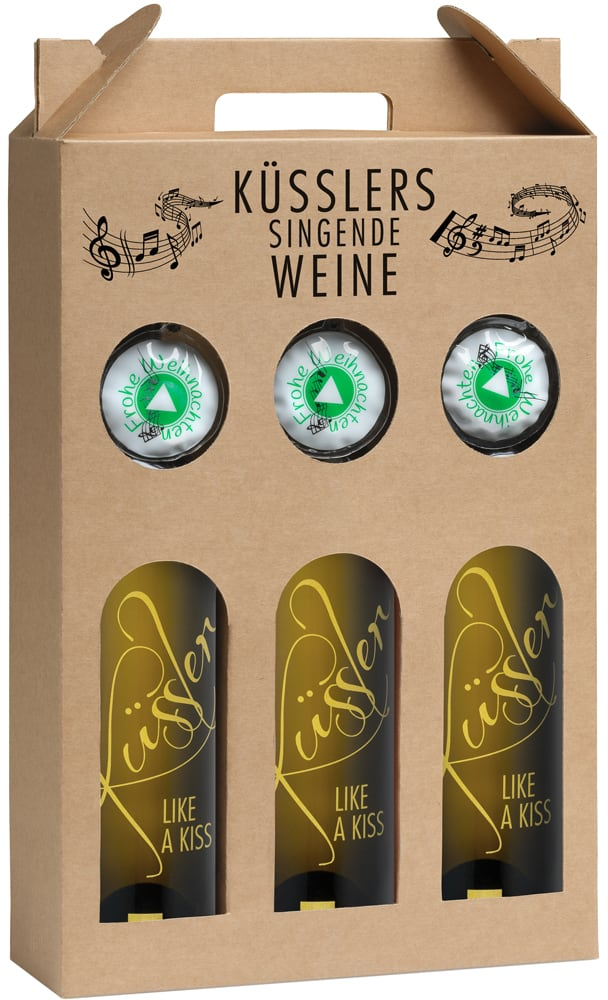 Küssler 2022 Singender Weihnachtswein im 3er-Geschenkkarton weiß trocken