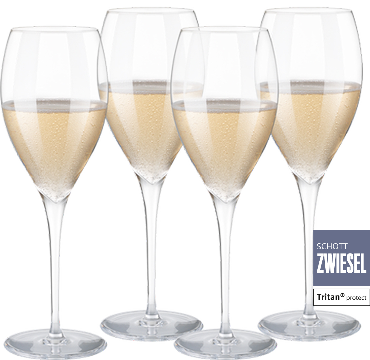 4er Set Zwiesel Kristallglas Proseccoglas