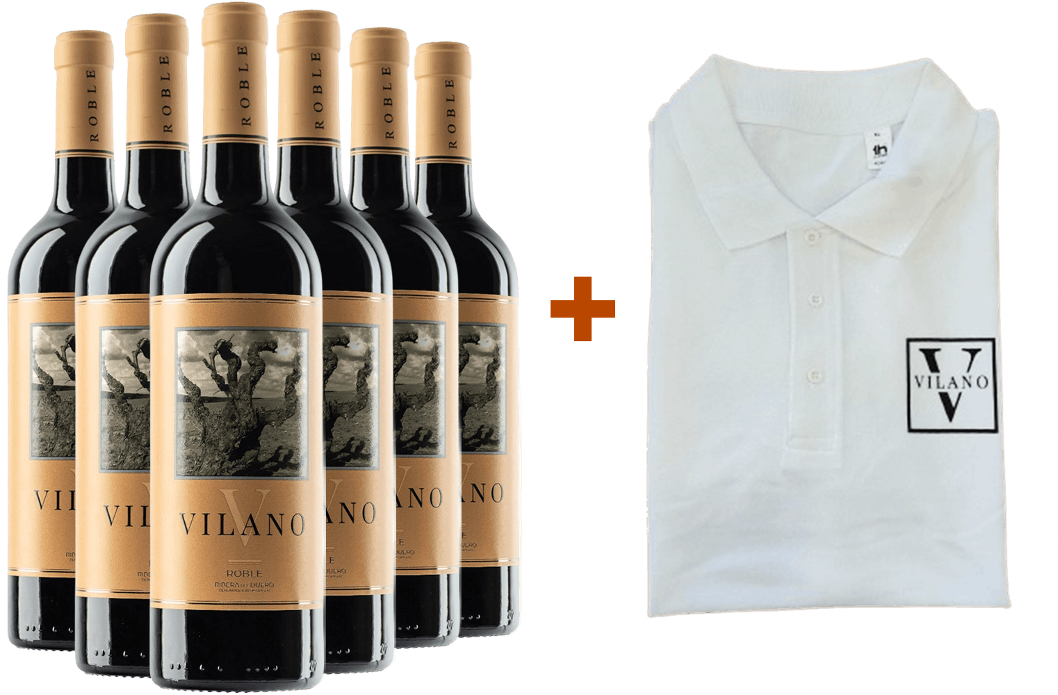 Vilano Roble Ribera del Duero DO-Paket + Weißes Poloshirt